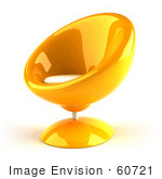 #60721 Royalty-Free (Rf) Illustration Of A 3d Orange Bubble Chair Facing Left