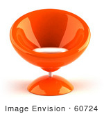 #60724 Royalty-Free (Rf) Illustration Of A 3d Deep Orange Bubble Chair Facing Front