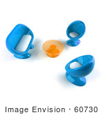 #60730 Royalty-Free (Rf) Illustration Of A View Down On Blue 3d Bubble Chairs A Coffee Table And Sofa - Version 2