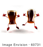 #60731 Royalty-Free (Rf) Illustration Of Two 3d Beer Mascots Leaping - Version 1