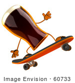 #60733 Royalty-Free (Rf) Illustration Of A 3d Beer Mascot Skateboarding - Version 2