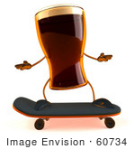 #60734 Royalty-Free (Rf) Illustration Of A 3d Beer Mascot Skateboarding - Version 1