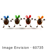 #60735 Royalty-Free (Rf) Illustration Of 3d Chocolate Easter Egg Characters Jumping - Version 3
