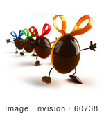 #60738 Royalty-Free (Rf) Illustration Of 3d Chocolate Easter Egg Characters Marching Forward - Version 3