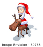 #60768 Royalty-Free (Rf) Illustration Of A 3d Santa Claus Riding A Reindeer - Version 6