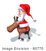 #60770 Royalty-Free (Rf) Illustration Of A 3d Santa Claus Riding A Reindeer - Version 7