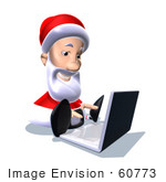 #60773 Royalty-Free (Rf) Illustration Of A 3d Santa Claus Using A Laptop - Version 4