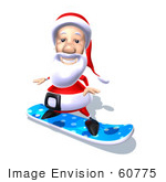 #60775 Royalty-Free (Rf) Illustration Of A 3d Santa Claus Snowboarding - Version 5
