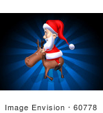 #60778 Royalty-Free (Rf) Illustration Of A 3d Santa Riding A Reindeer - Version 3