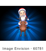 #60781 Royalty-Free (Rf) Illustration Of A 3d Santa Riding A Reindeer - Version 1