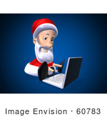 #60783 Royalty-Free (Rf) Illustration Of A 3d Santa Using A Laptop - Version 8