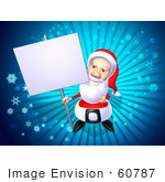 #60787 Royalty-Free (Rf) Illustration Of A 3d Santa Holding Up A Blank Sign On A Post - Version 1