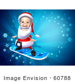 #60788 Royalty-Free (Rf) Illustration Of A 3d Santa Snowboarding - Version 2