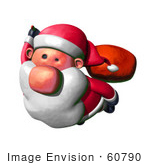 #60790 Royalty-Free (Rf) Illustration Of A 3d Clay Styled Santa Claus Flying - Version 2