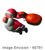 #60791 Royalty-Free (Rf) Illustration Of A 3d Clay Styled Santa Claus Flying - Version 3