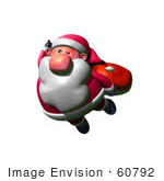 #60792 Royalty-Free (Rf) Illustration Of A 3d Clay Styled Santa Claus Flying - Version 1