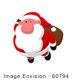 #60794 Royalty-Free (Rf) Illustration Of A Cartoon Styled Santa Claus Flying - Version 1