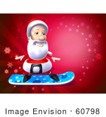 #60798 Royalty-Free (Rf) Illustration Of A 3d Santa Snowboarding - Version 3