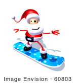 #60803 Royalty-Free (Rf) Illustration Of A 3d Santa Claus Snowboarding - Version 4