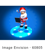 #60805 Royalty-Free (Rf) Illustration Of A 3d Santa Using A Laptop - Version 2