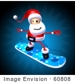 #60808 Royalty-Free (Rf) Illustration Of A 3d Santa Snowboarding - Version 1
