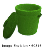 #60816 Royalty-Free (Rf) Illustration Of A Lid Resting Against A 3d Green Trash Can