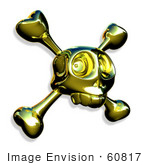 #60817 Royalty-Free (Rf) Illustration Of A Gold Skull With Crossbones - Version 2