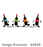 #60835 Royalty-Free (Rf) Illustration Of A Group Of 3d Wine Bottle Characters Walking Forward - Version 1