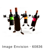 #60836 Royalty-Free (Rf) Illustration Of A Circle Of 3d Wine Bottle Characters Jumping - Version 2