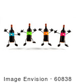 #60838 Royalty-Free (Rf) Illustration Of A Row Of 3d Wine Bottle Characters Jumping
