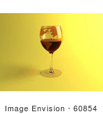#60854 Royalty-Free (Rf) Illustration Of A 3d Glass Of Red Wine With A World Atlas Printed On The Glass - Version 4