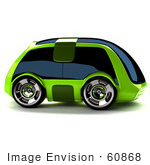 #60868 Royalty-Free (Rf) Illustration Of A 3d Futuristic Green Concept Car With Tinted Windows - Version 4