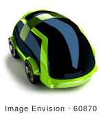 #60870 Royalty-Free (Rf) Illustration Of A 3d Futuristic Green Concept Car With Tinted Windows - Version 3
