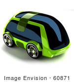 #60871 Royalty-Free (Rf) Illustration Of A 3d Futuristic Green Concept Car With Tinted Windows - Version 1