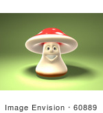 #60889 Royalty-Free (Rf) Illustration Of A 3d Fly Agaric Mushroom Character Smiling And Facing Front - Version 2