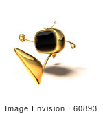 #60893 Royalty-Free (Rf) Illustration Of A 3d Gold Television Mascot Running - Version 4