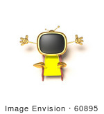 #60895 Royalty-Free (Rf) Illustration Of A 3d Gold Television Mascot Sun Bathing - Version 4