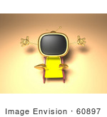 #60897 Royalty-Free (Rf) Illustration Of A 3d Golden Television Character Sun Bathing - Version 2