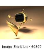 #60899 Royalty-Free (Rf) Illustration Of A 3d Golden Television Character Running - Version 2