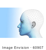 #60907 Royalty-Free (Rf) Illustration Of A Futuristic Wire Frame Female Head Diagram Looking Left - Version 1