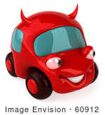 #60912 Royalty-Free (Rf) Illustration Of A 3d Red Devil Car Character - Version 3