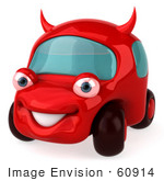 #60914 Royalty-Free (Rf) Illustration Of A 3d Red Devil Car Character - Version 1