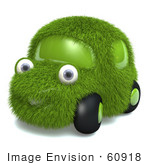 #60918 Royalty-Free (Rf) Illustration Of A 3d Grass Car Mascot - Version 2