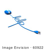 #60922 Royalty-Free (Rf) Illustration Of A 3d Blue Computer Mouse With Cable Spelling Help - Version 3