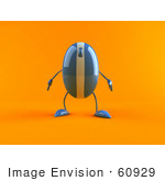 #60929 Royalty-Free (Rf) Illustration Of A 3d Blue Computer Mouse Character Standing And Facing Front - Version 2