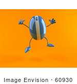 #60930 Royalty-Free (Rf) Illustration Of A 3d Blue Computer Mouse Character Jumping - Version 1