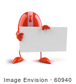 #60940 Royalty-Free (Rf) Illustration Of A 3d Red Computer Mouse Character Holding A Blank Business Card