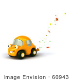 #60943 Royalty-Free (Rf) Illustration Of A 3d Yellow Flower Power Car Character - Version 1