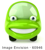 #60946 Royalty-Free (Rf) Illustration Of A 3d Green Car Character Facing Front And Smiling