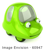 #60947 Royalty-Free (Rf) Illustration Of A 3d Green Car Character Smiling And Facing Right - Version 2
